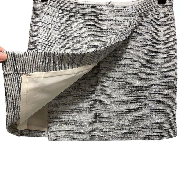 NWT J. Crew Black White Metallic Striped Faux Wrap Skirt 8 - Picture 4 of 7
